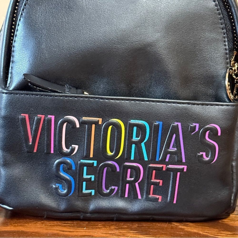 Victoria's Secret Small Black Backpack with Colorful Logo - Picture 3 of 15